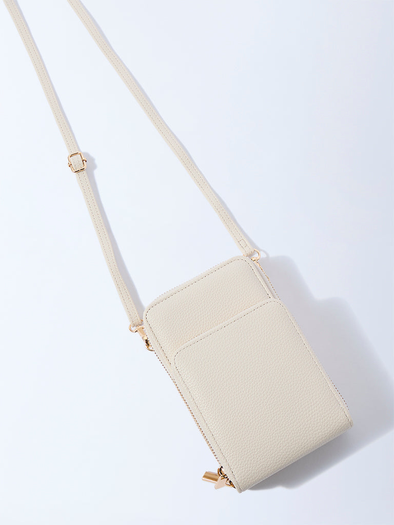 Westside Off-White Textured Wallet-Style Sling Bag