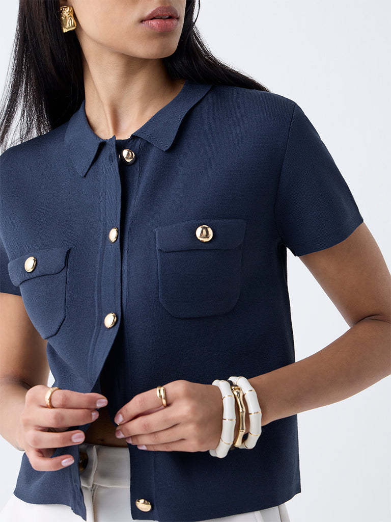 Wardrobe Navy Solid Top