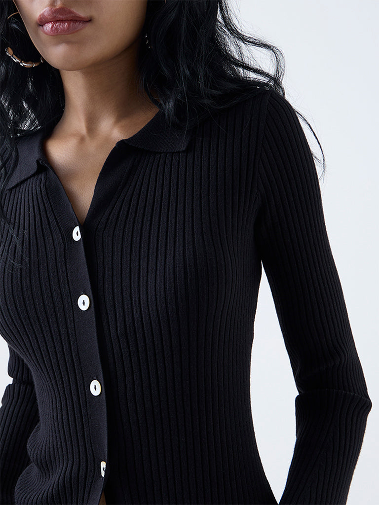 Nuon Black Self-Striped Top