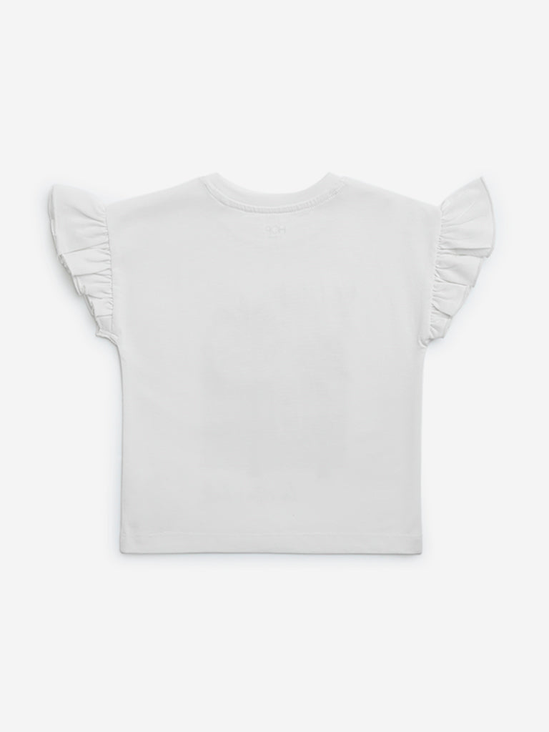 HOP Kids Girls White Holiday-Themed Cotton Top