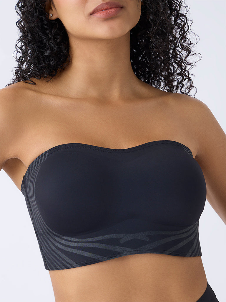 Wunderlove Black Shadow Sculpt Padded Bandeau Bra