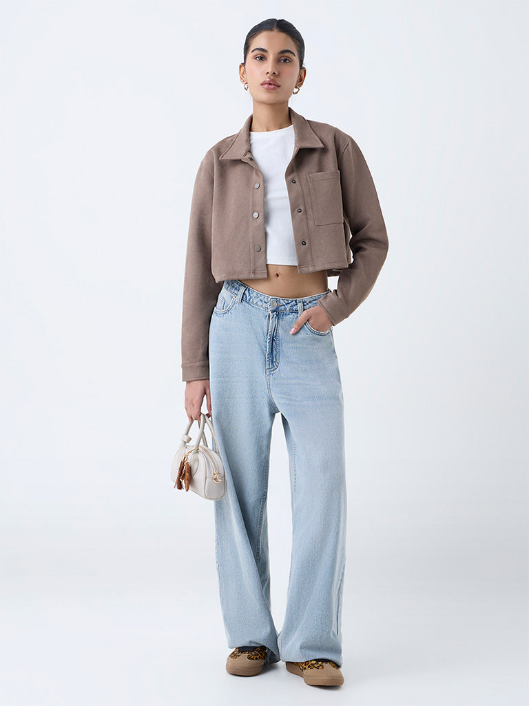 Nuon Taupe Faux-Suede Jacket