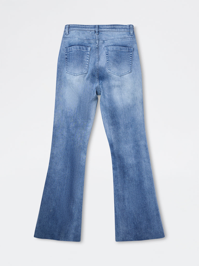 Nuon Blue Faded Bootcut Mid-Rise Jeans