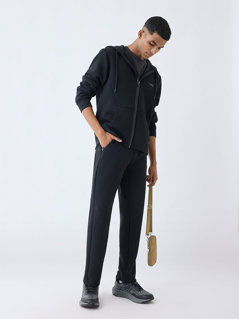 Studiofit Black Relaxed-Fit Hooded Jacket