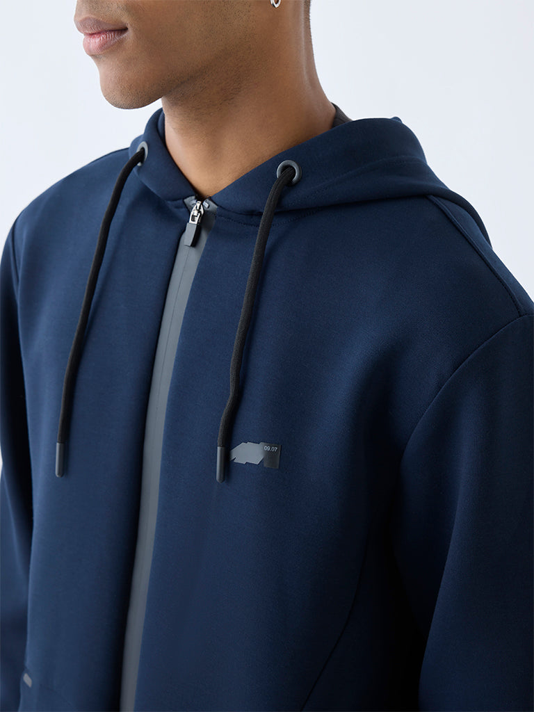 Studiofit Navy Relaxed-Fit Hooded Jacket