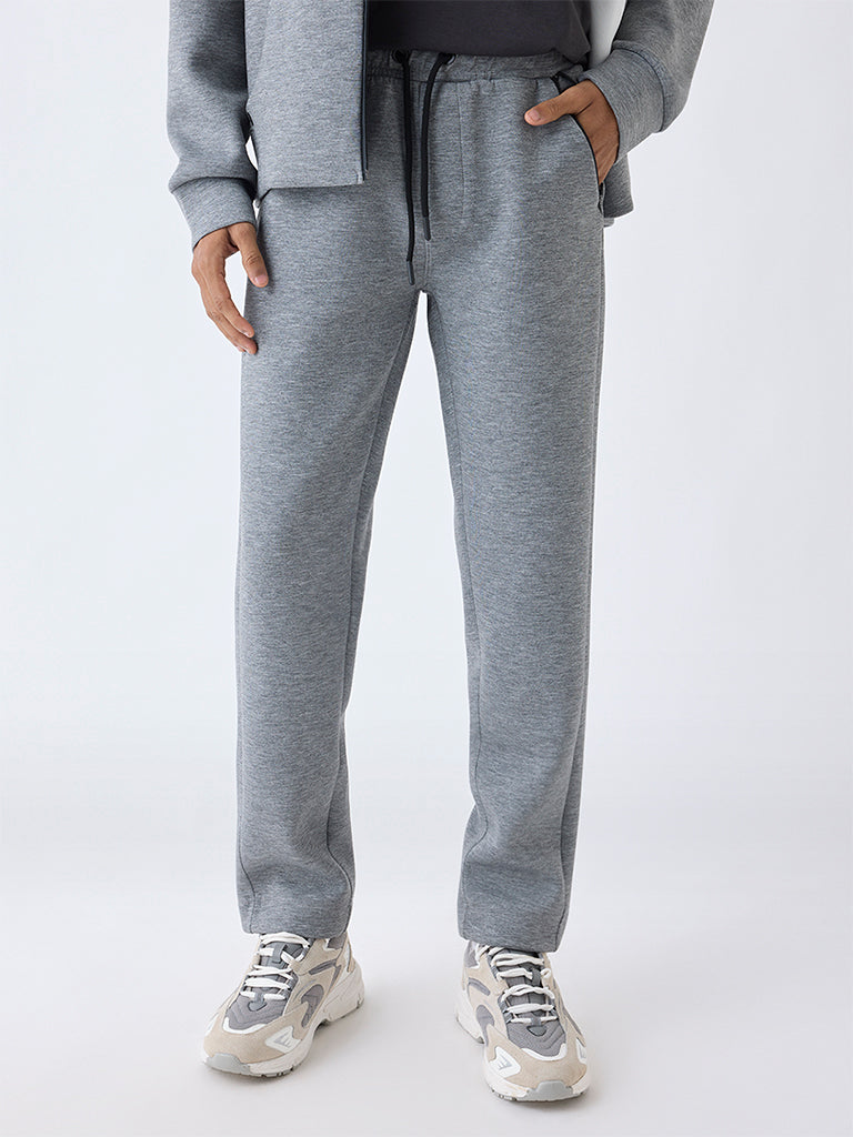 Studiofit Grey Relaxed-Fit Mid-Rise Track Pants