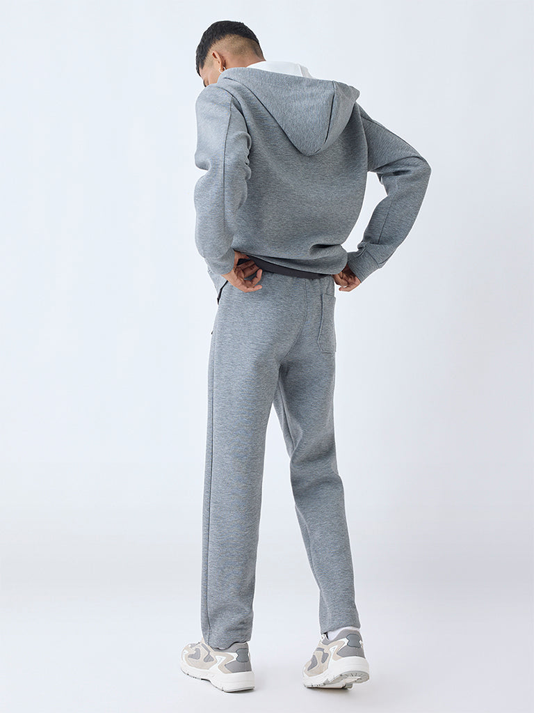 Studiofit Grey Relaxed-Fit Mid-Rise Track Pants