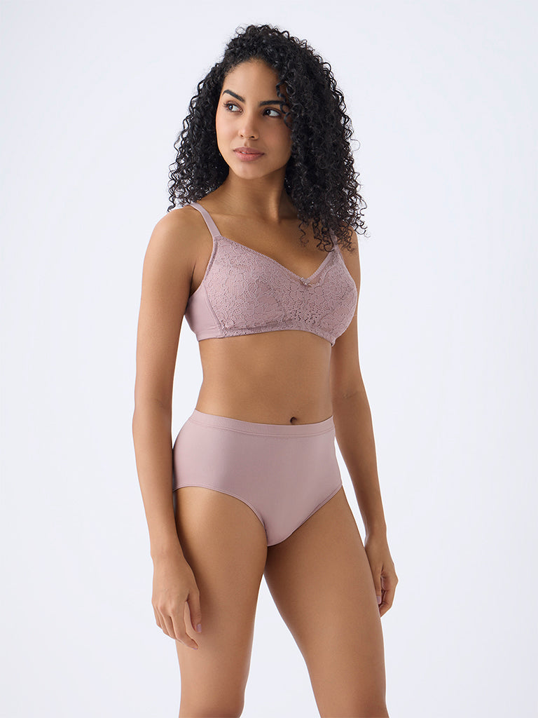 Wunderlove Mauve Solid Seam-Free Full Briefs