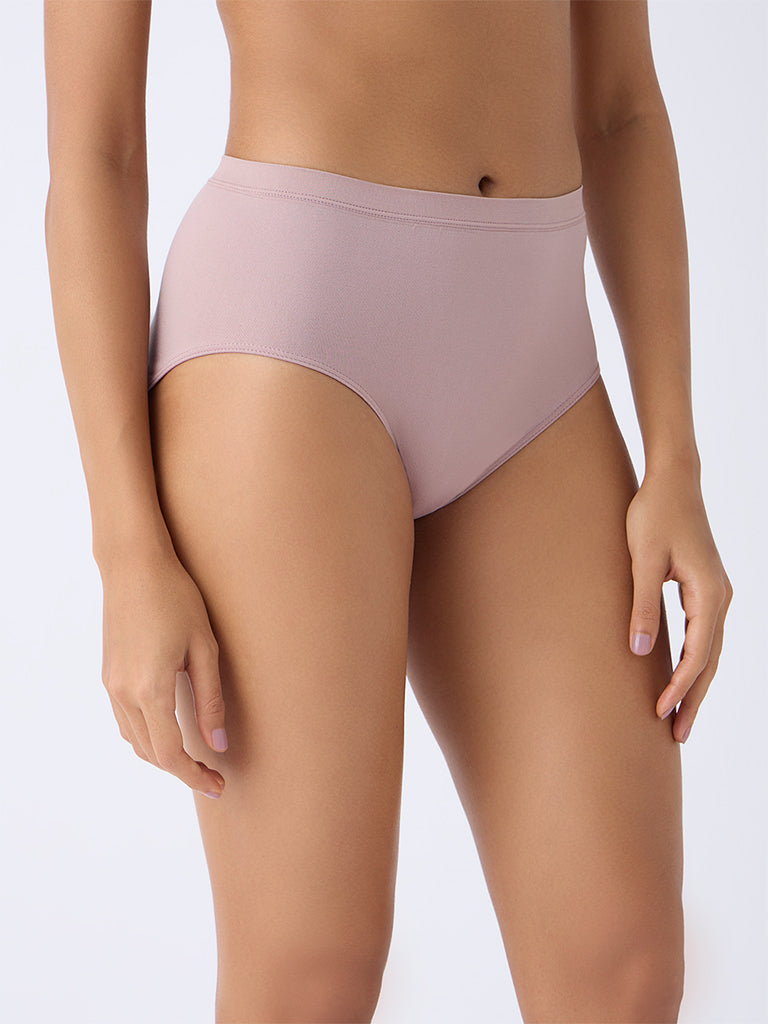 Wunderlove Mauve Solid Seam-Free Full Briefs