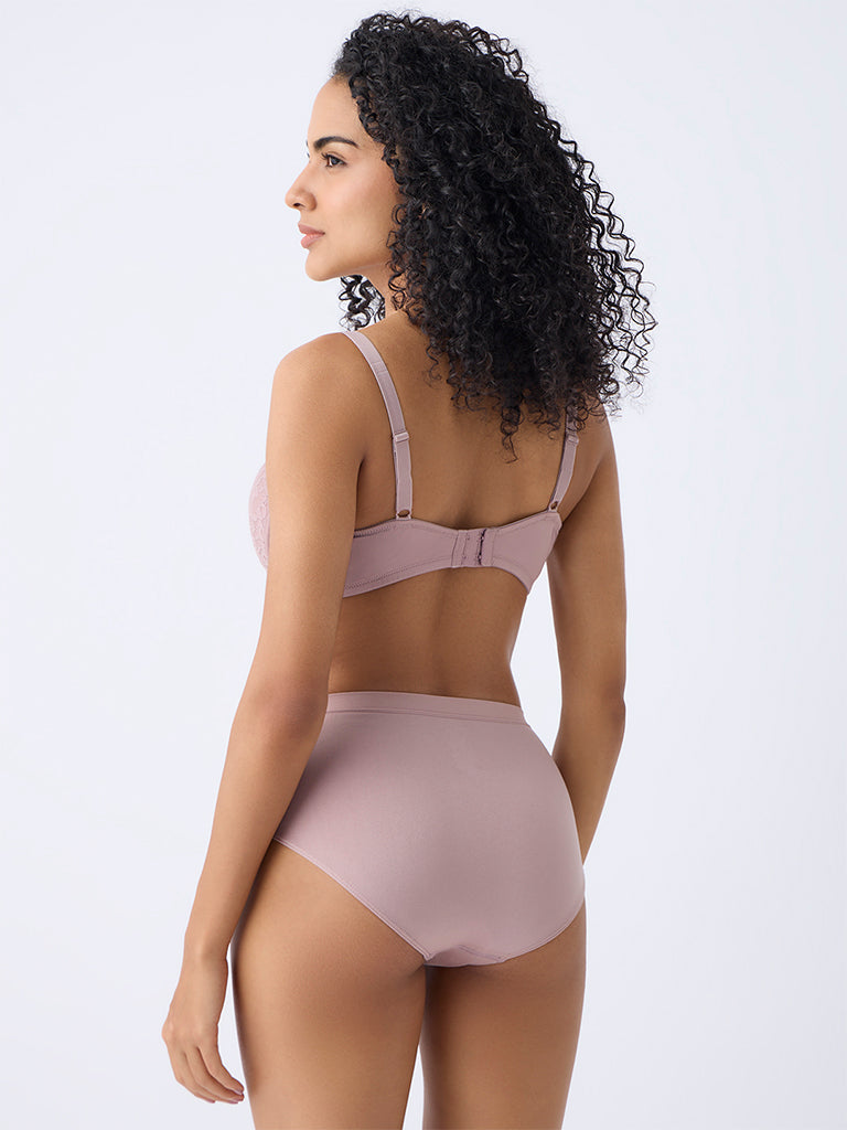 Wunderlove Mauve Solid Seam-Free Full Briefs