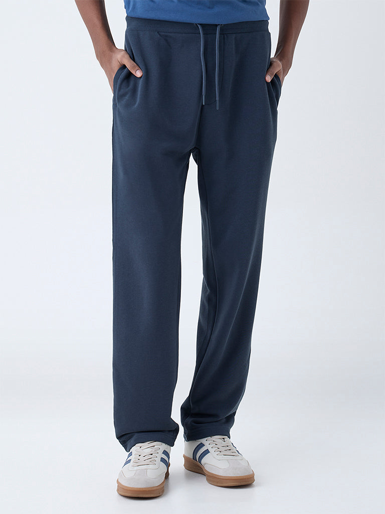 WES Casuals Teal Relaxed-Fit Cotton-Blend Track Pants