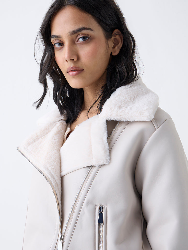 LOV Off-White Solid Jacket