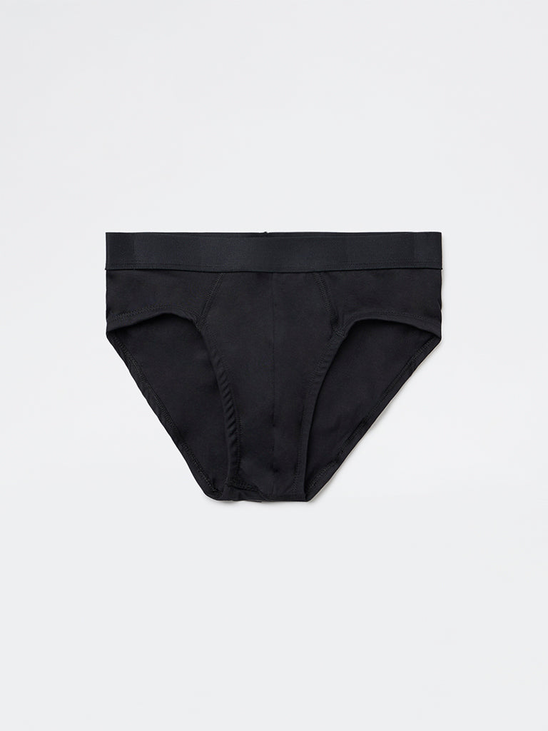 WES Lounge Navy Solid Cotton-Blend Briefs - Pack of 3
