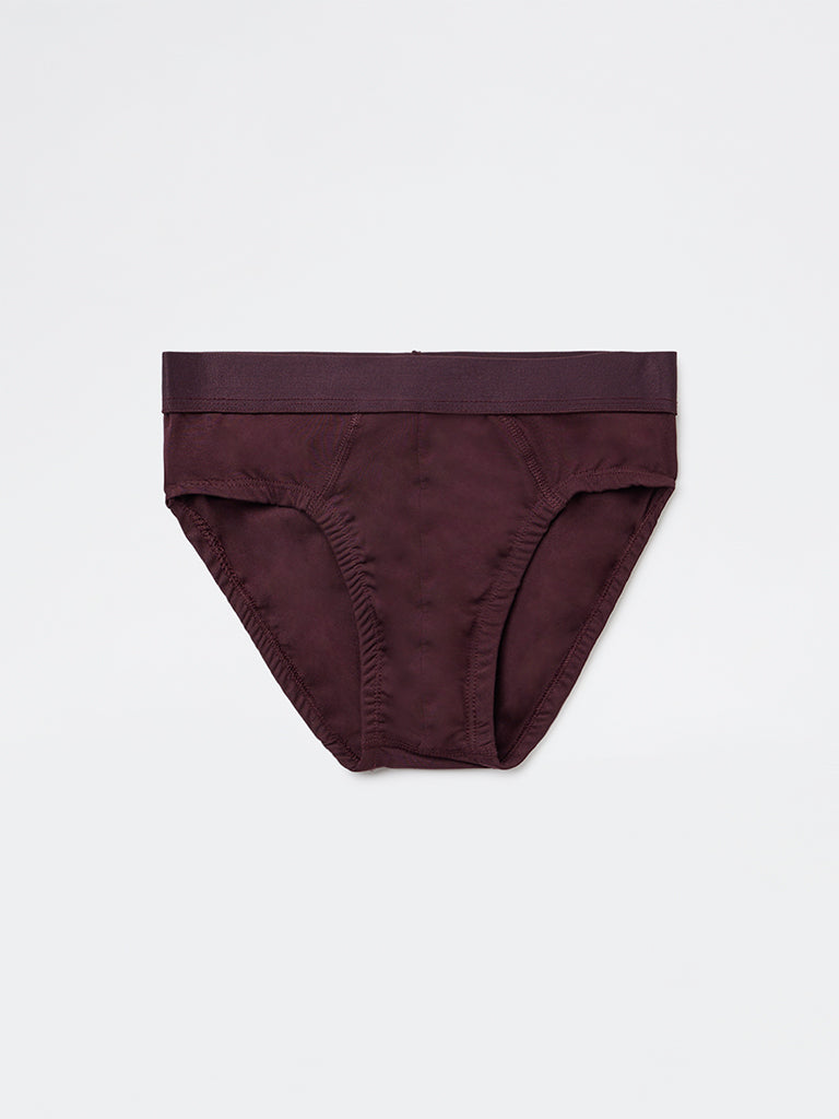 WES Lounge Wine Solid Cotton-Blend Briefs - Pack of 3