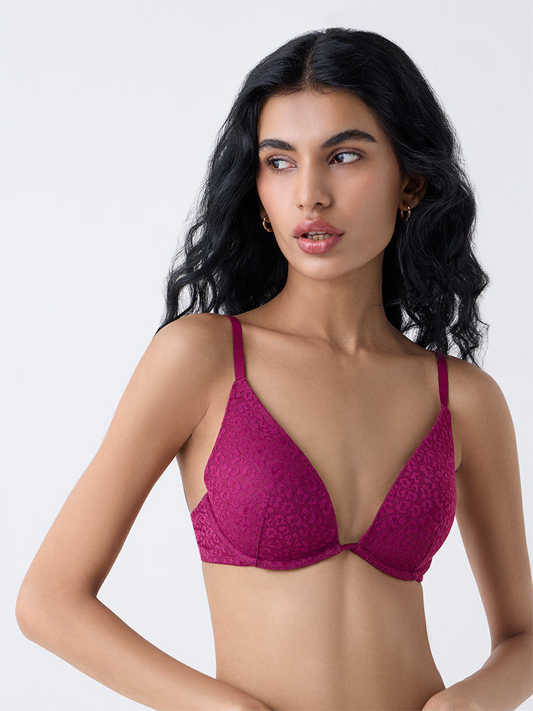 Superstar Magenta Animal Pattern Underwired Bra