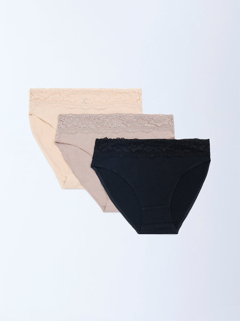 Wunderlove 3-Pack Hi-Leg Cotton-Blend Briefs
