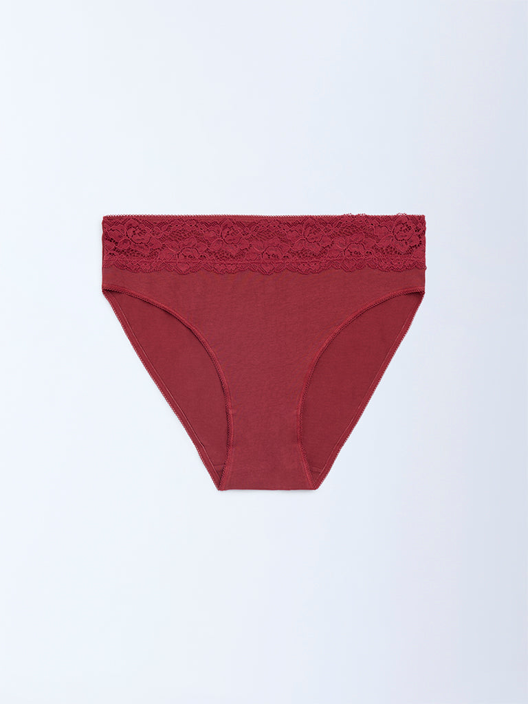 Wunderlove 3-Pack Lace Hi-Leg Cotton-Blend Briefs