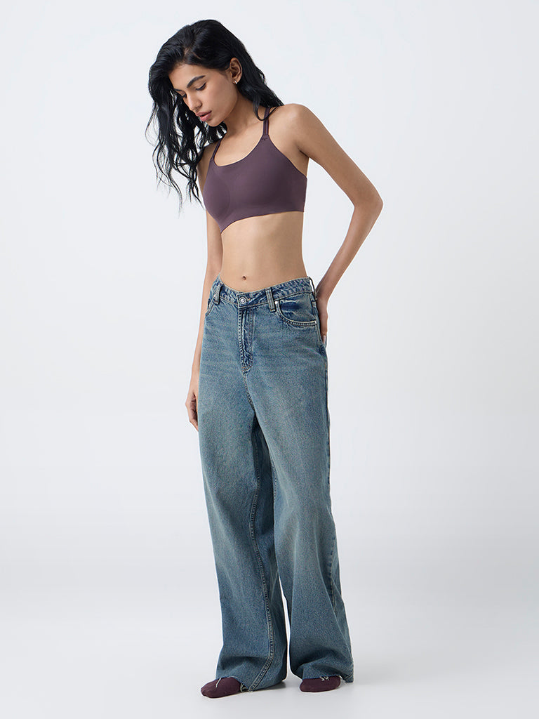 Superstar Purple Criss-Cross Detailed Padded Bralette