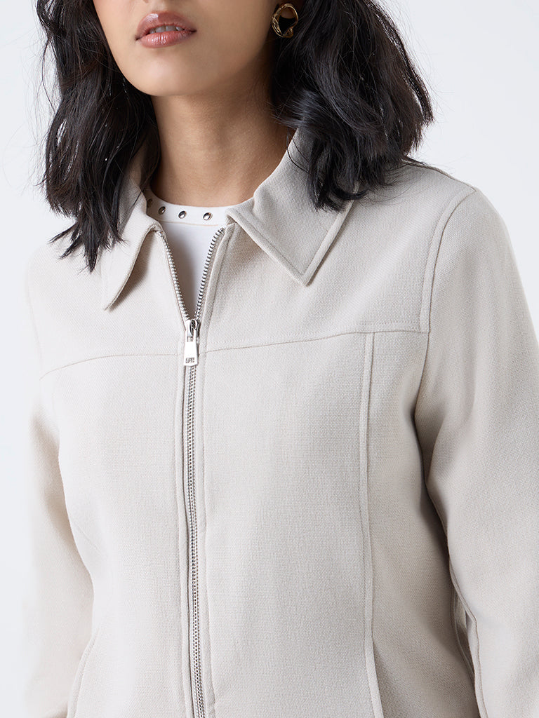 LOV Beige Solid Jacket