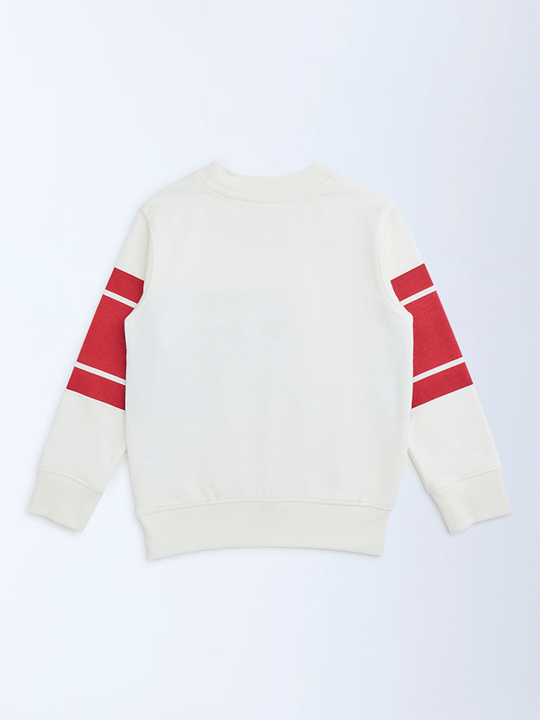 HOP Kids Boys Off-White Striped Cotton-Blend Sweatshirt