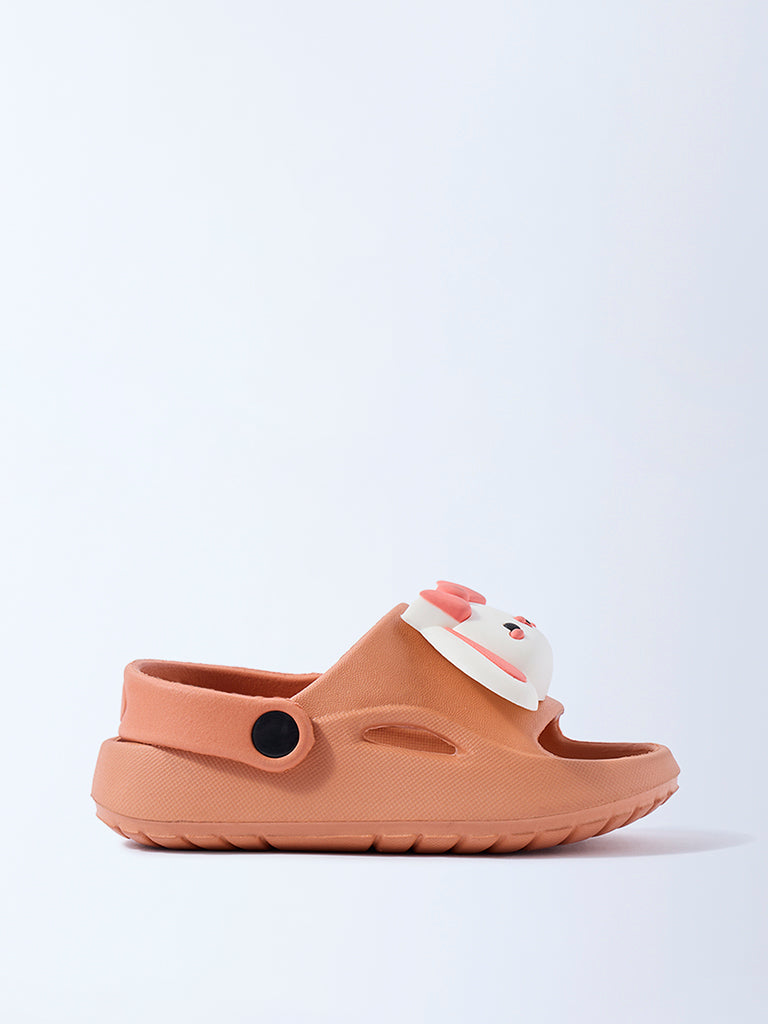 Yellow Peach Applique Detailed Clogs