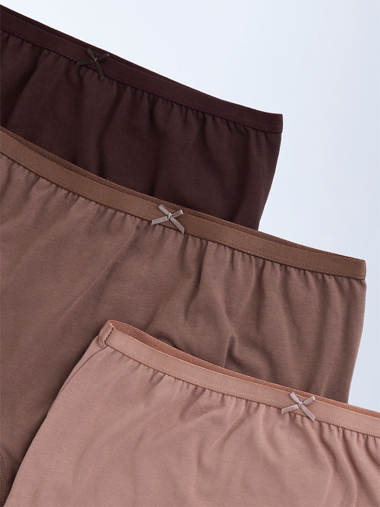 Wunderlove 3-Pack Solid Cotton-Blend Full Briefs