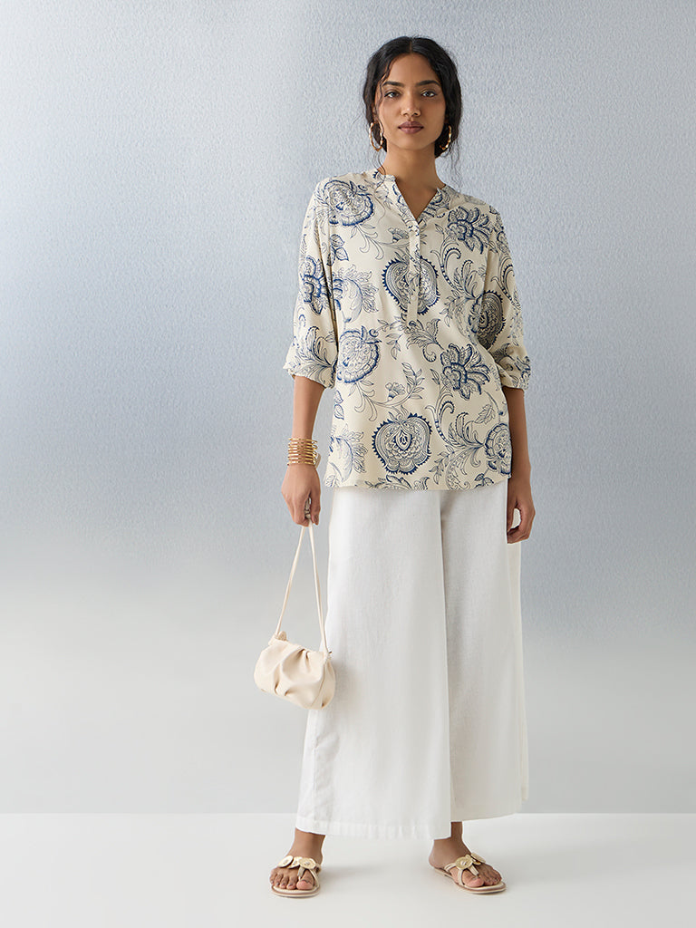 Utsa Off-White Printed Tunic