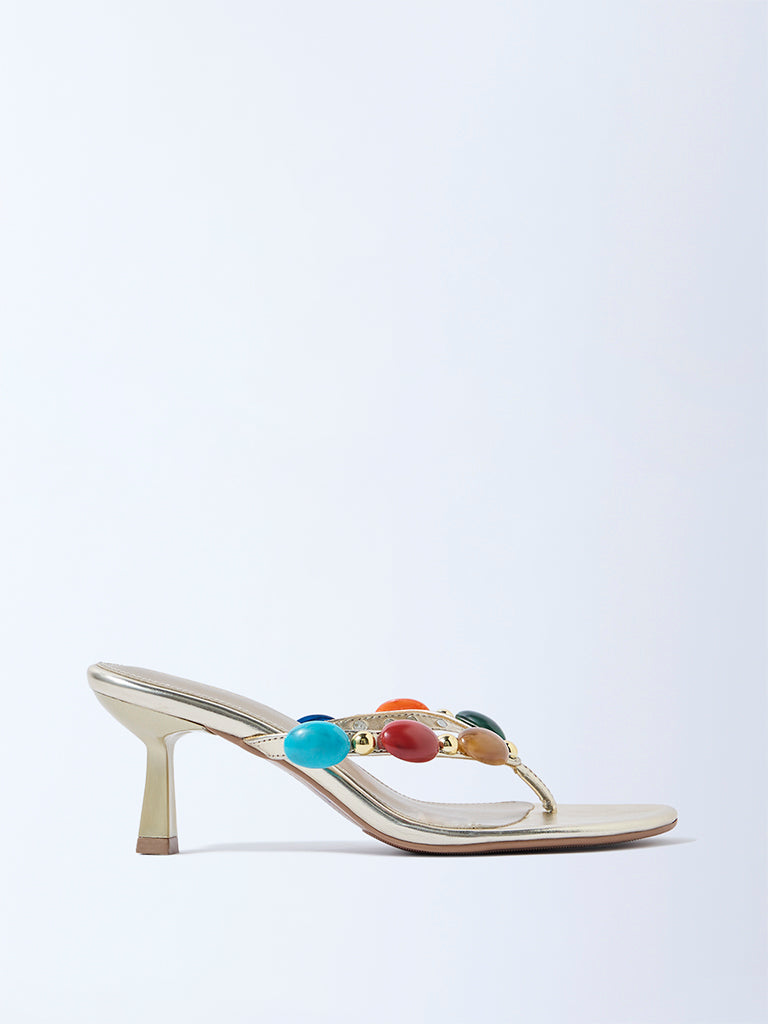 LUNA BLU Multicolour Stone-Detailed Heel Sandals