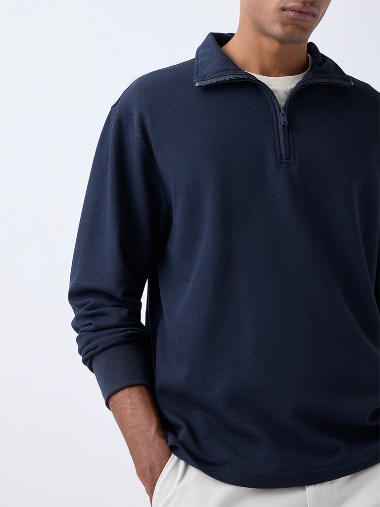 WES Casuals Navy Relaxed-Fit Quarter-Zip Sweatshirt