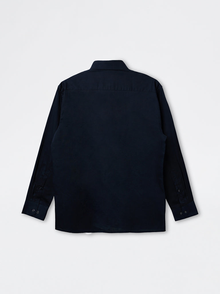 WES Formals Navy Slim-Fit Cotton Shirt