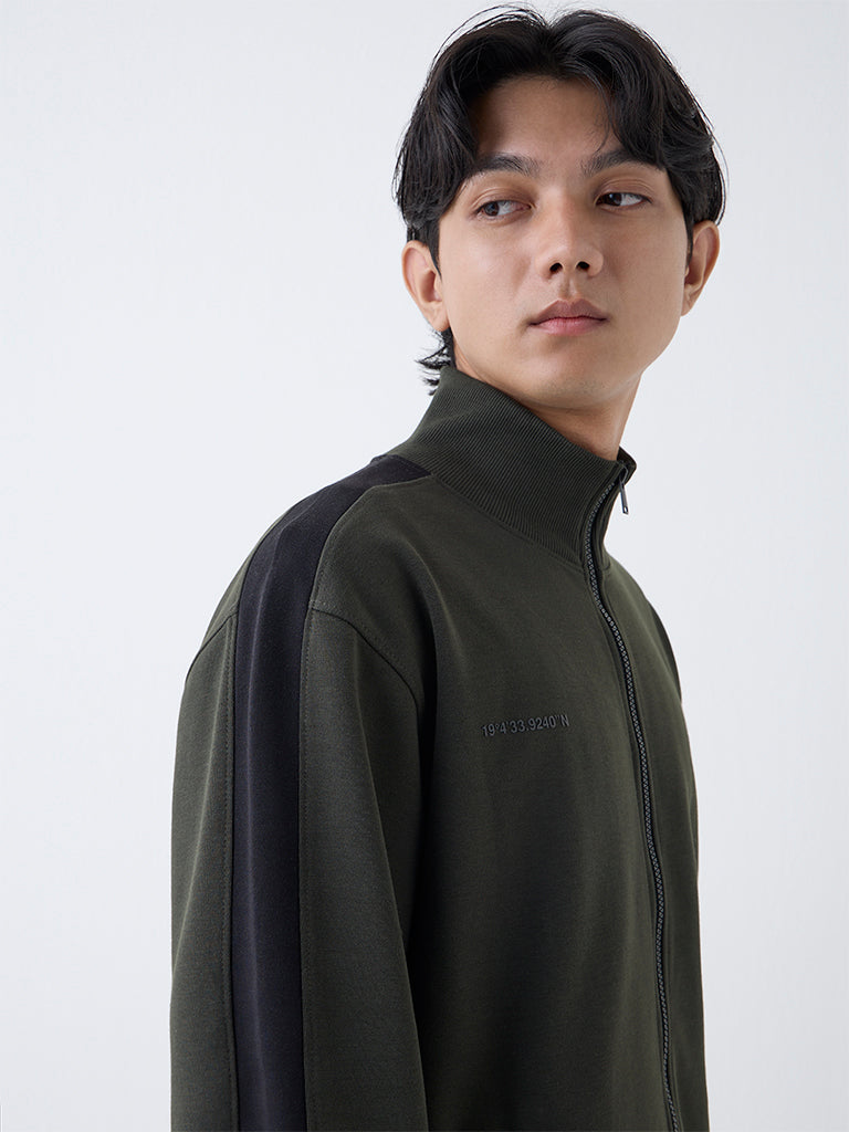 Studiofit Olive Solid Relaxed-Fit Jacket
