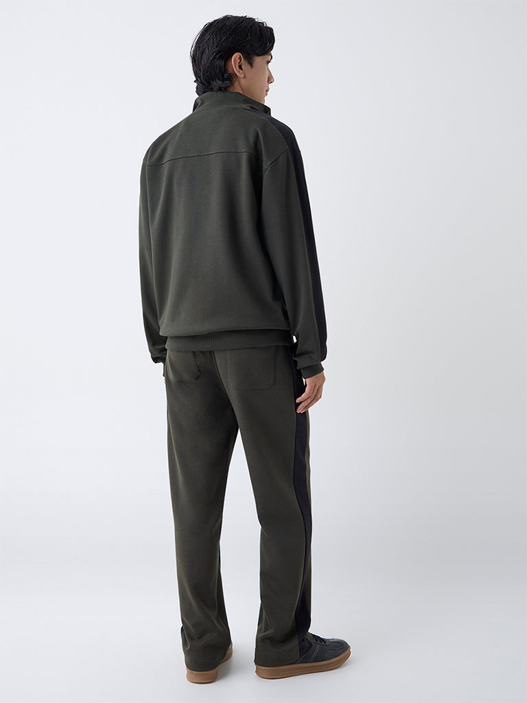 Studiofit Olive Solid Relaxed-Fit Jacket