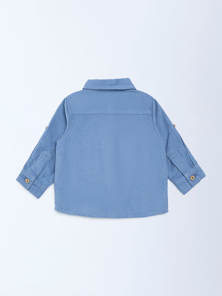 HOP Baby Boys Dusty Blue Corduroy Cotton Shirt