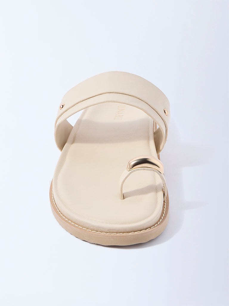 LUNA BLU Ivory Metallic Toe-Ring Comfort Sandals