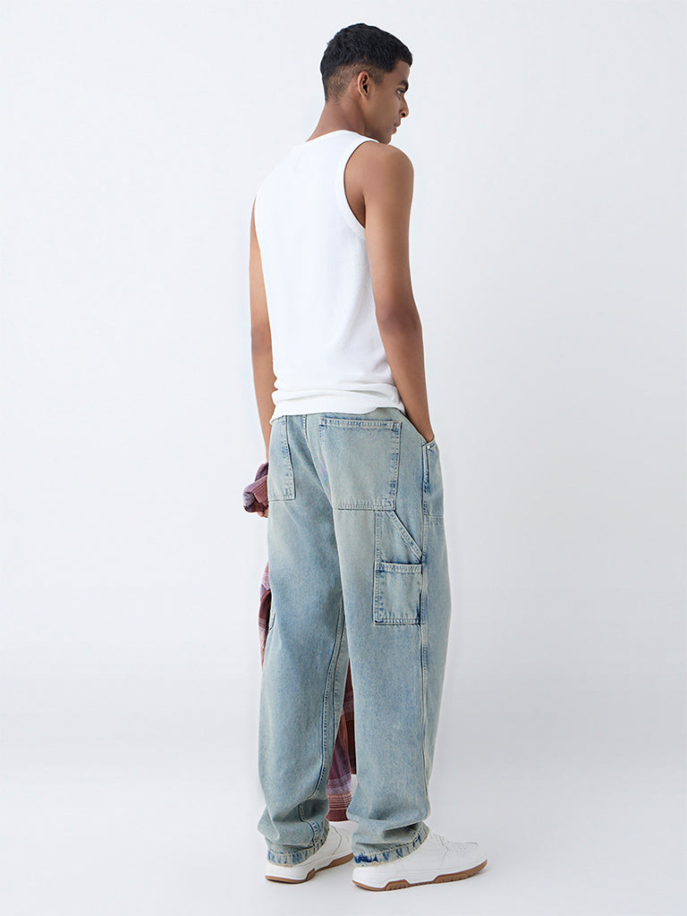 Nuon White Ribbed Cotton-Blend Slim-Fit T-Shirt