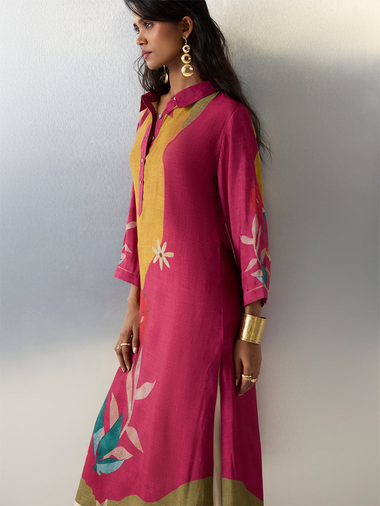 Utsa Multicolour Floral Printed A-Line Kurta