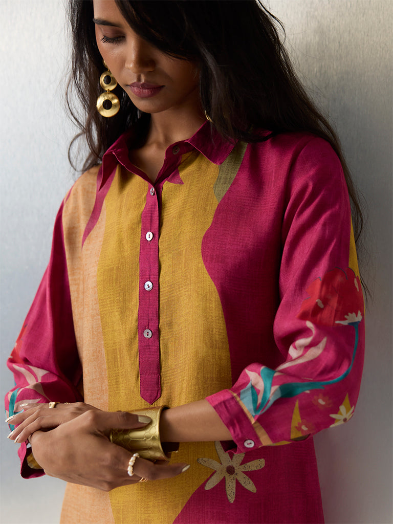 Utsa Multicolour Floral Printed A-Line Kurta