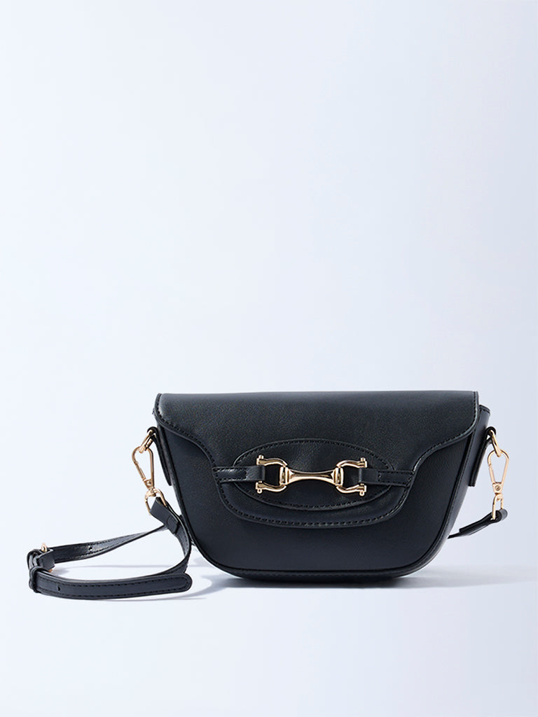 Westside Black Buckle-Detailed Sling Bag