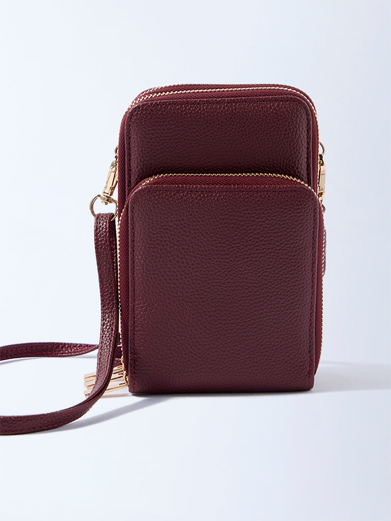 Westside Plum Self-Textured Phone Sling Bag