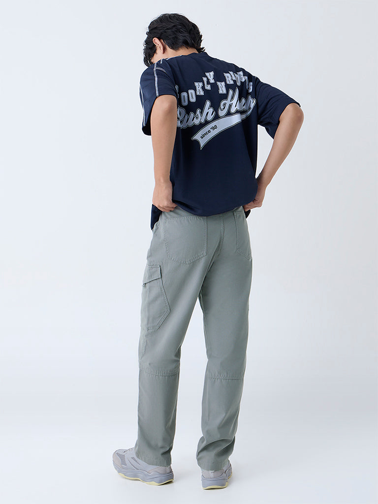 Nuon Sage Solid Relaxed-Fit Mid-Rise Cotton Cargo Pants