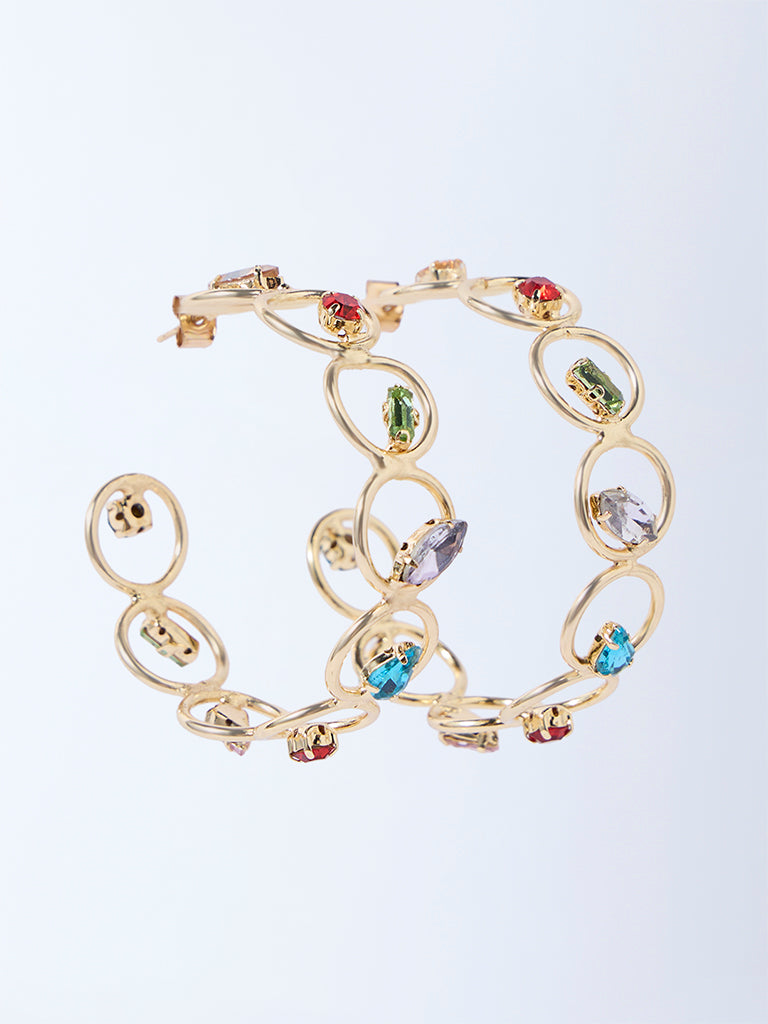 Westside Accessories Multicolour Crystal Hoop Earrings