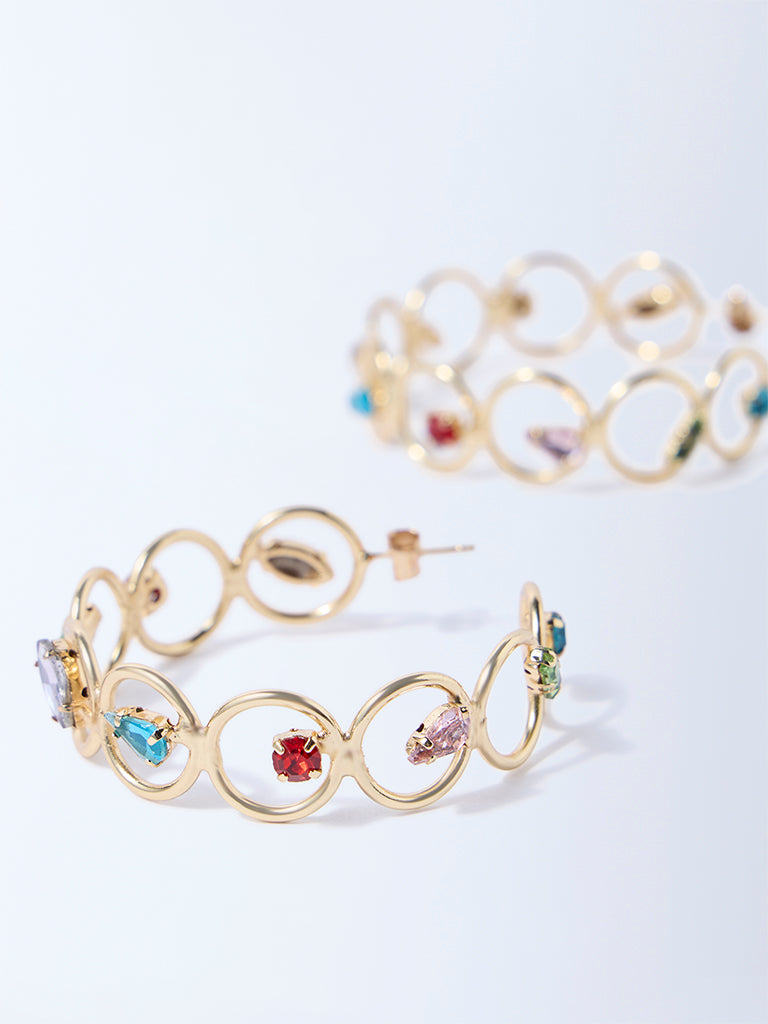 Westside Accessories Multicolour Crystal Hoop Earrings