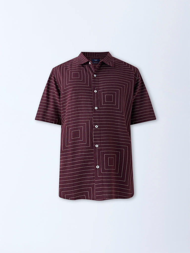 Ascot Wine Abstract Patterns Relaxed-Fit Shirt