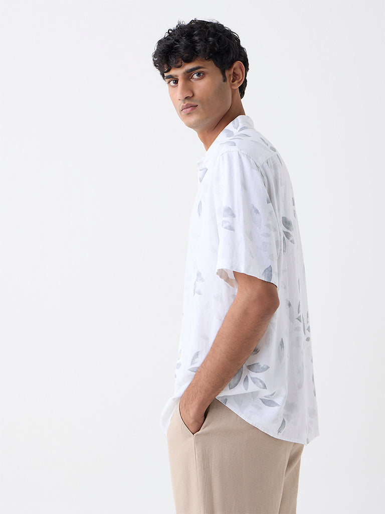 Ascot White Botanical Design Relaxed-Fit Shirt