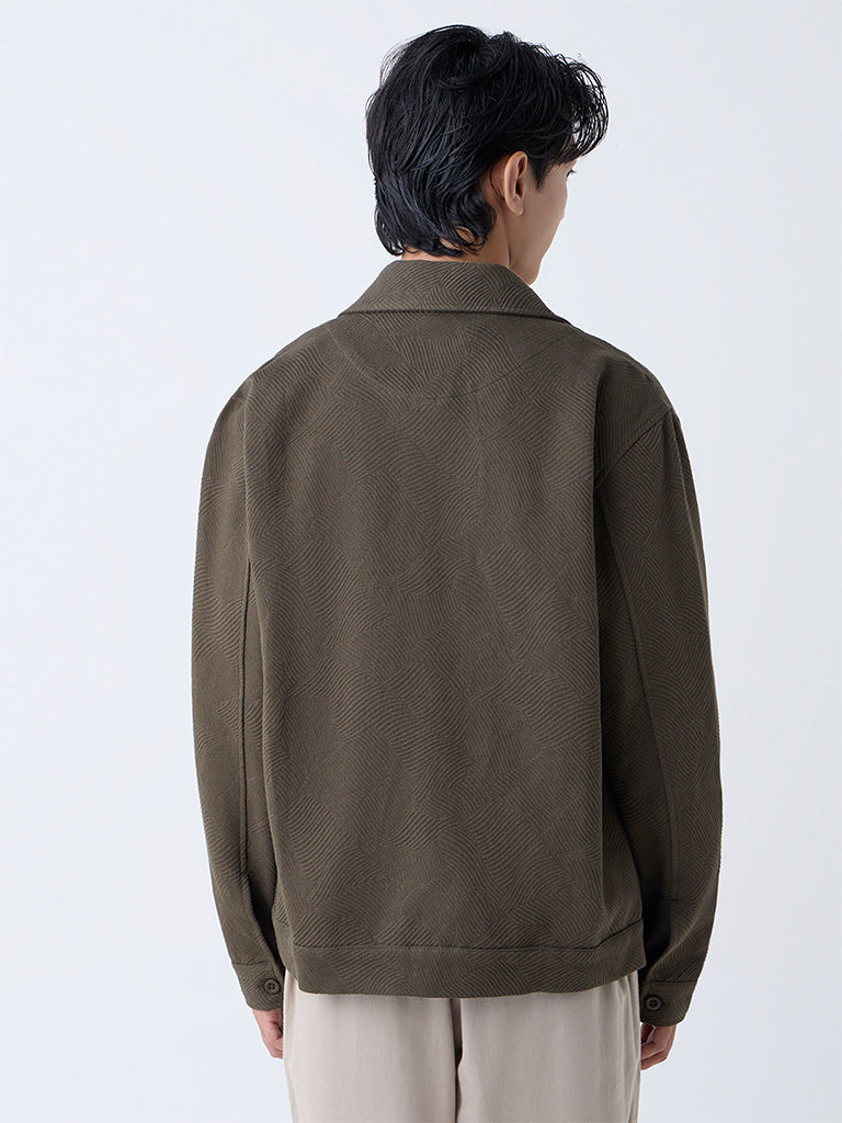 ETA Olive Textured Relaxed-Fit Cotton Jacket