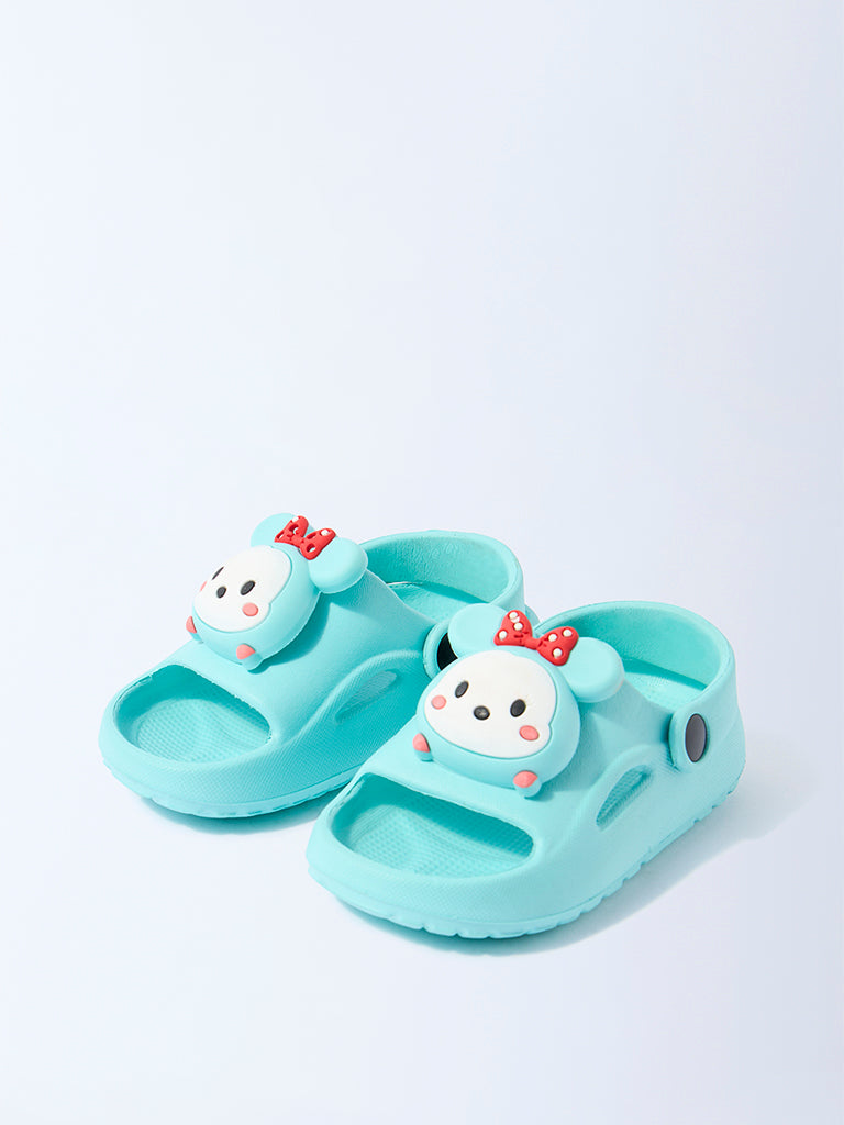 Yellow Turquoise Bow Design Slingback Clogs