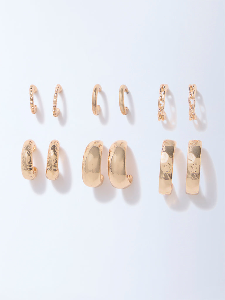 Westside Accessories Gold Thin and Chunky Hoops - Pack of 6