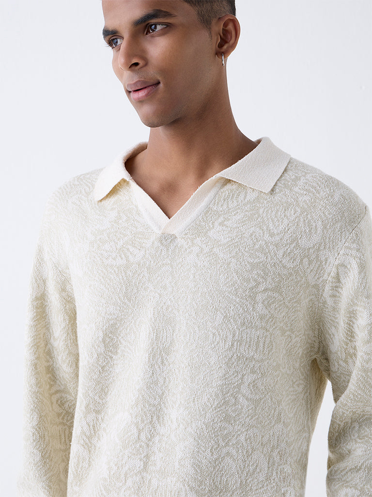 ETA Off-White Self-Patterned Knitted Relaxed-Fit Sweater