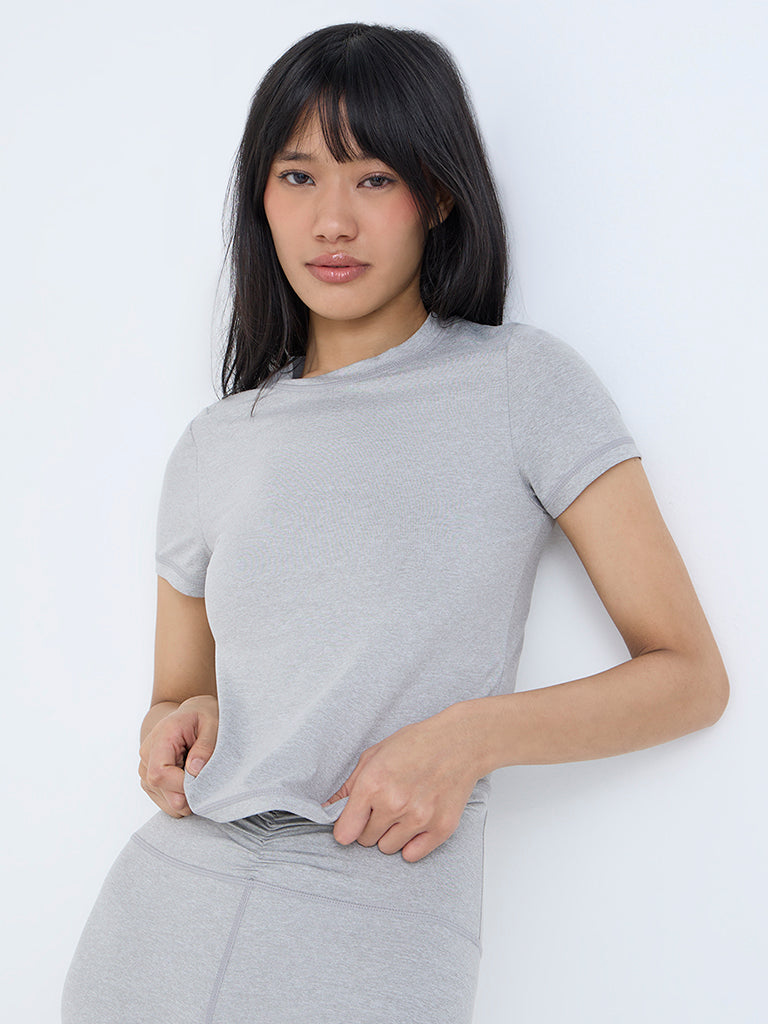 Nuoflexx Light Grey Solid T-Shirt