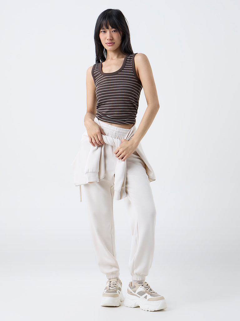Nuoflexx Brown Striped Tank Top